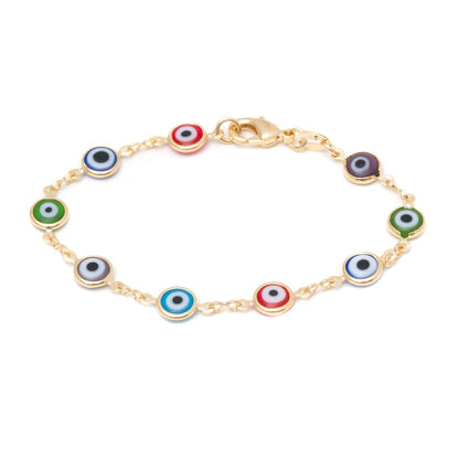18K Gold Plated Multicolored Evil Eye Bracelet