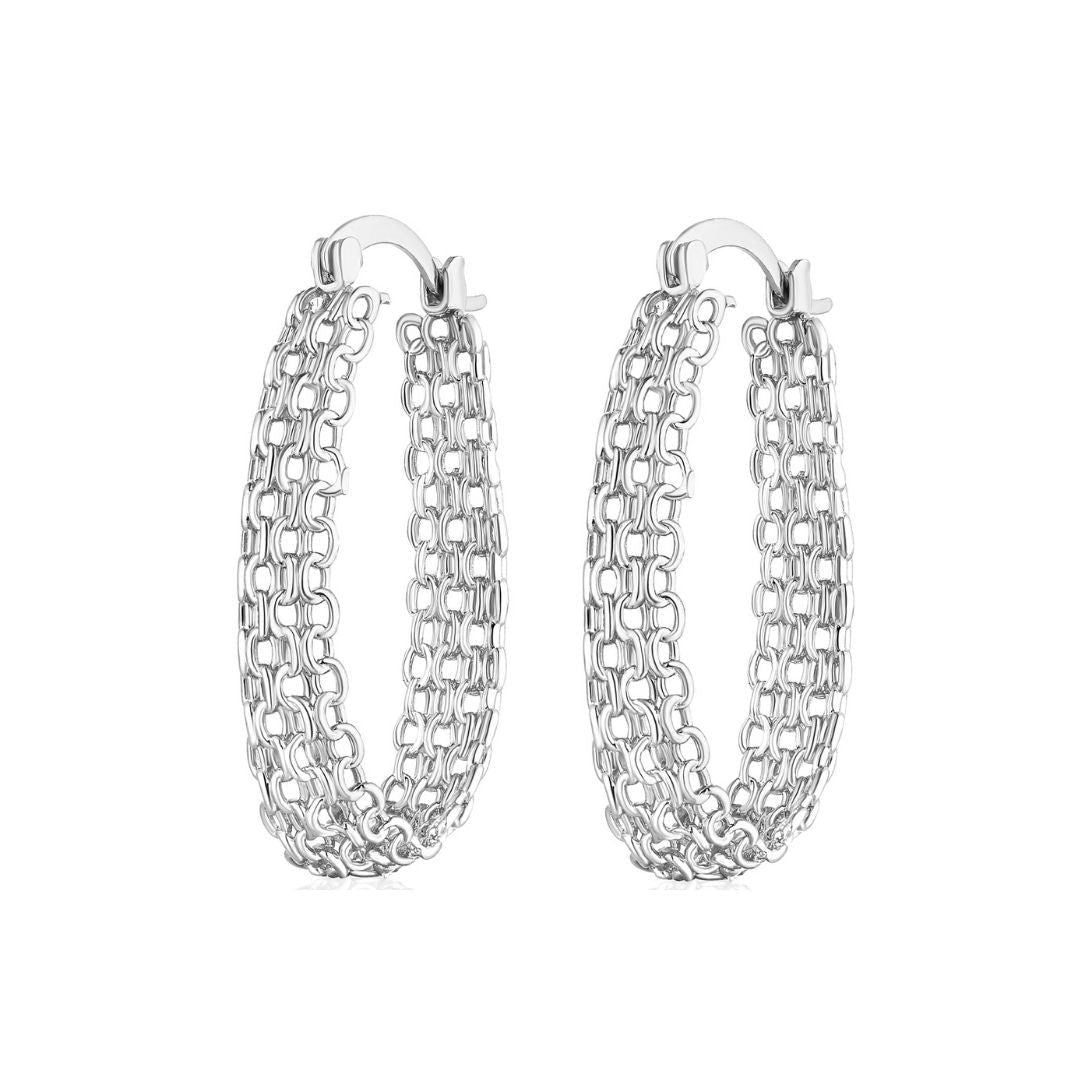 18K Gold Plated Cable Link Hoop Earrings