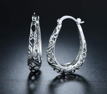 18K Gold Plated Filigree Hoop Earrings