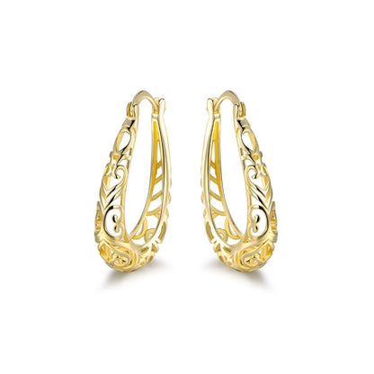 18K Gold Plated Filigree Hoop Earrings