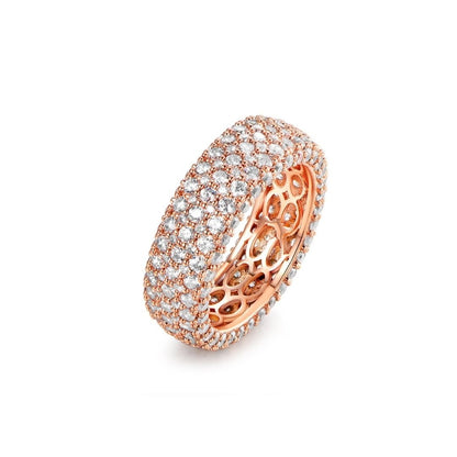 18K White Gold Plated 5 Rows French Setting Ring