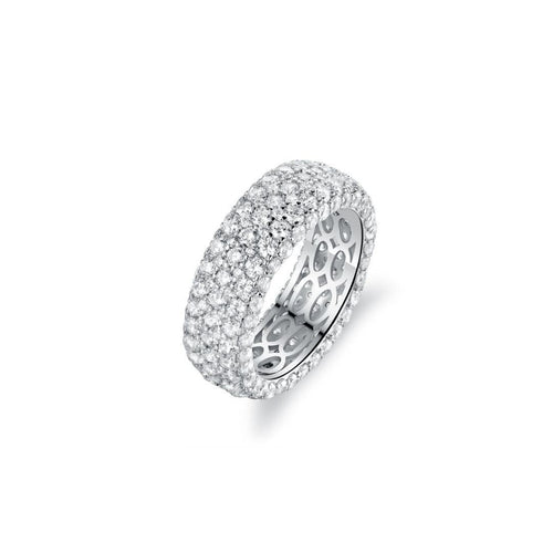 18K White Gold Plated 5 Rows French Setting Ring