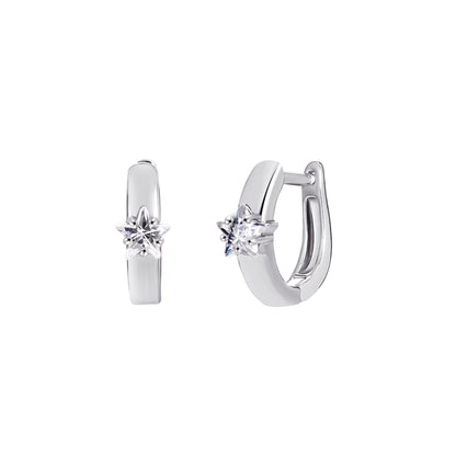 18K Gold Plated Star Cut Crystal Huggie Earrings