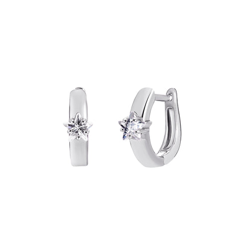18K Gold Plated Star Cut Crystal Huggie Earrings