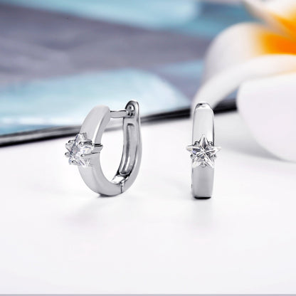 18K Gold Plated Star Cut Crystal Huggie Earrings