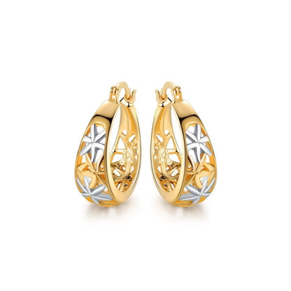 18K Gold Plated Thick Flower Hoop Earrings