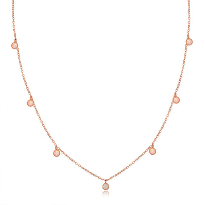 18K White Gold Plated Fire Opal Stone Necklace