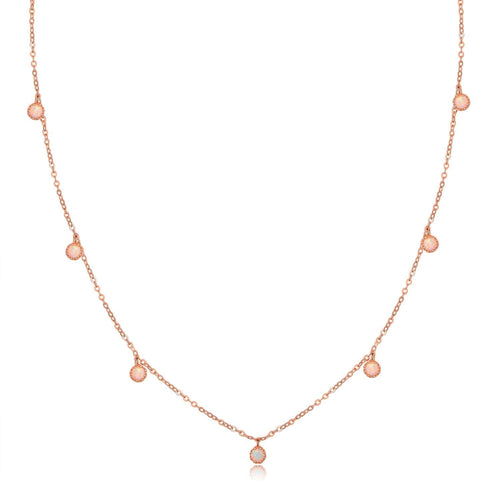 18K White Gold Plated Fire Opal Stone Necklace