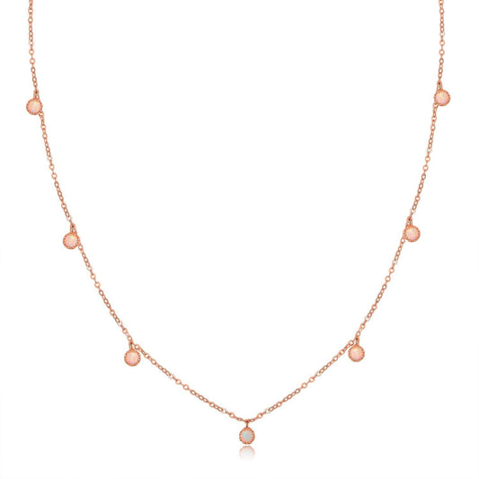 18K White Gold Plated Fire Opal Stone Necklace