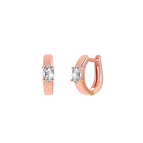 18K Gold Plated Oval Cut Crystal Huggie Earrings