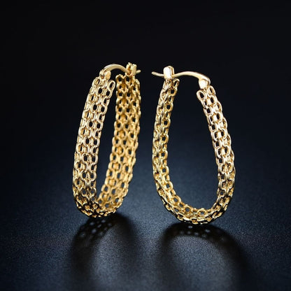 18K Gold Plated Cable Link Hoop Earrings