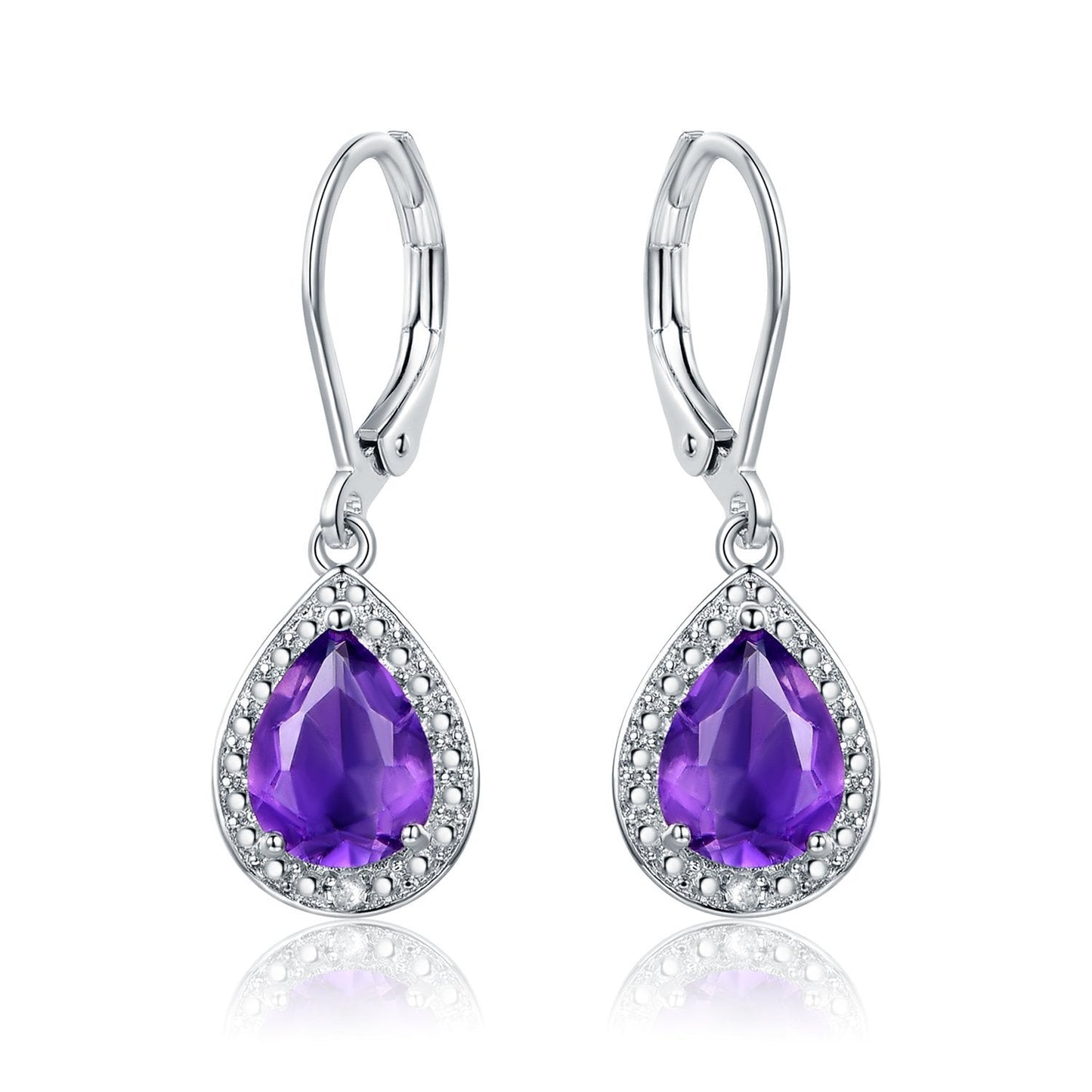 18K White Gold Plated Crystal Teardrop Earrings