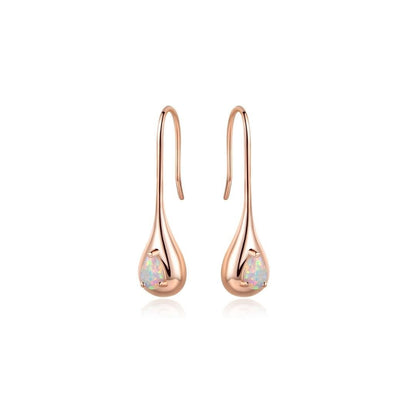 18k Rose Gold Plated Fire Opal Teardrop Earrings