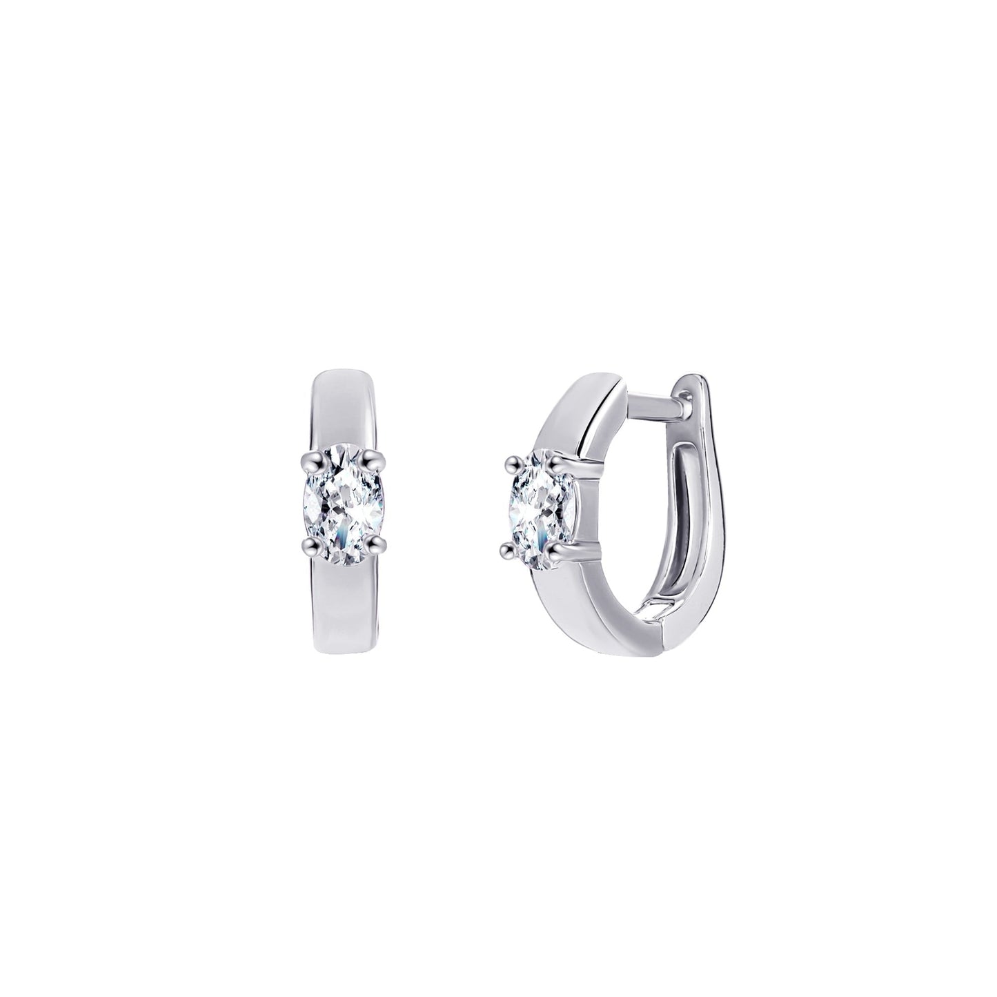 18K Gold Plated Oval Cut Crystal Huggie Earrings