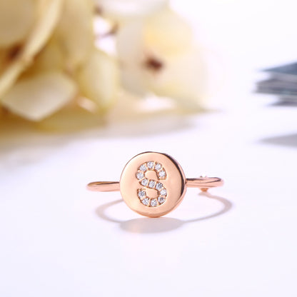 18K Rose Gold Plated Adjustable Monogram Ring
