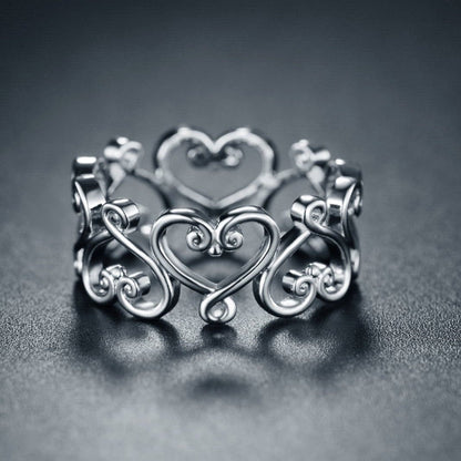 18K White Gold Plated Eternity Heart Ring