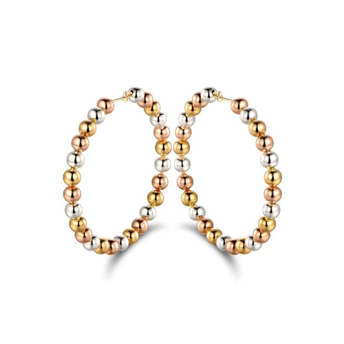 18K Gold Plated Multi-Colored Ball Hoop Earrings