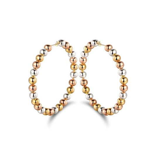 18K Gold Plated Multi-Colored Ball Hoop Earrings