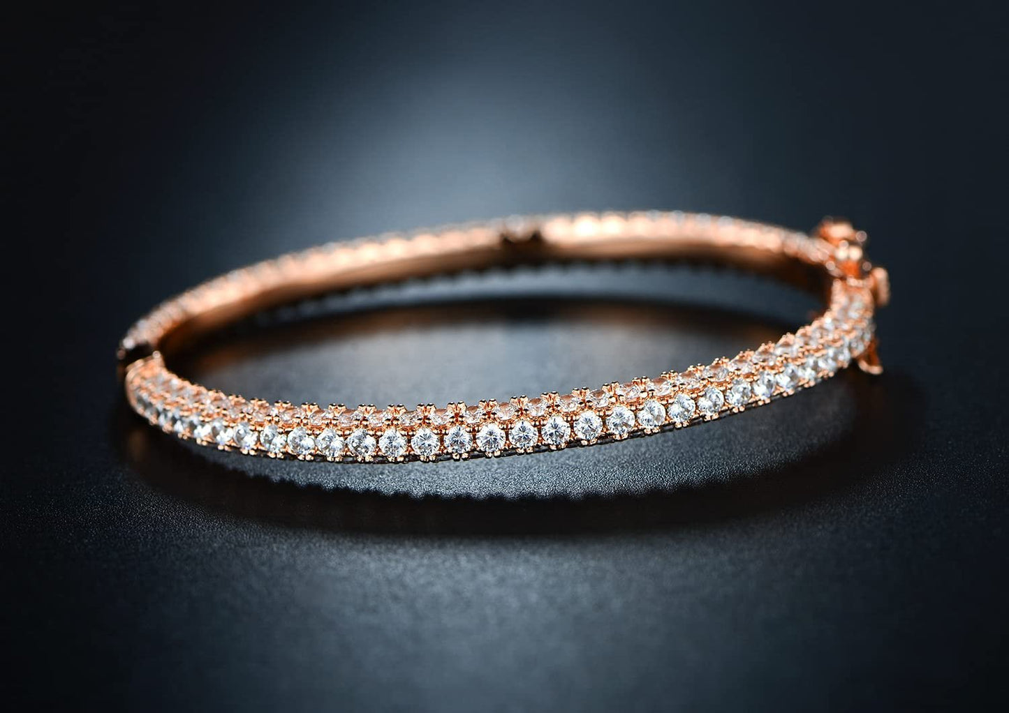 18K Gold Plated Cubic Zirconia Eternity Bangel Bracelet