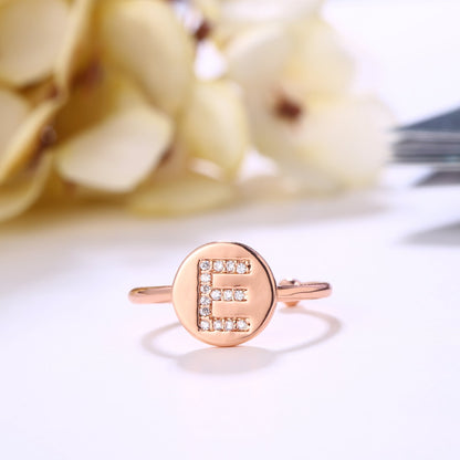 18K Rose Gold Plated Adjustable Monogram Ring