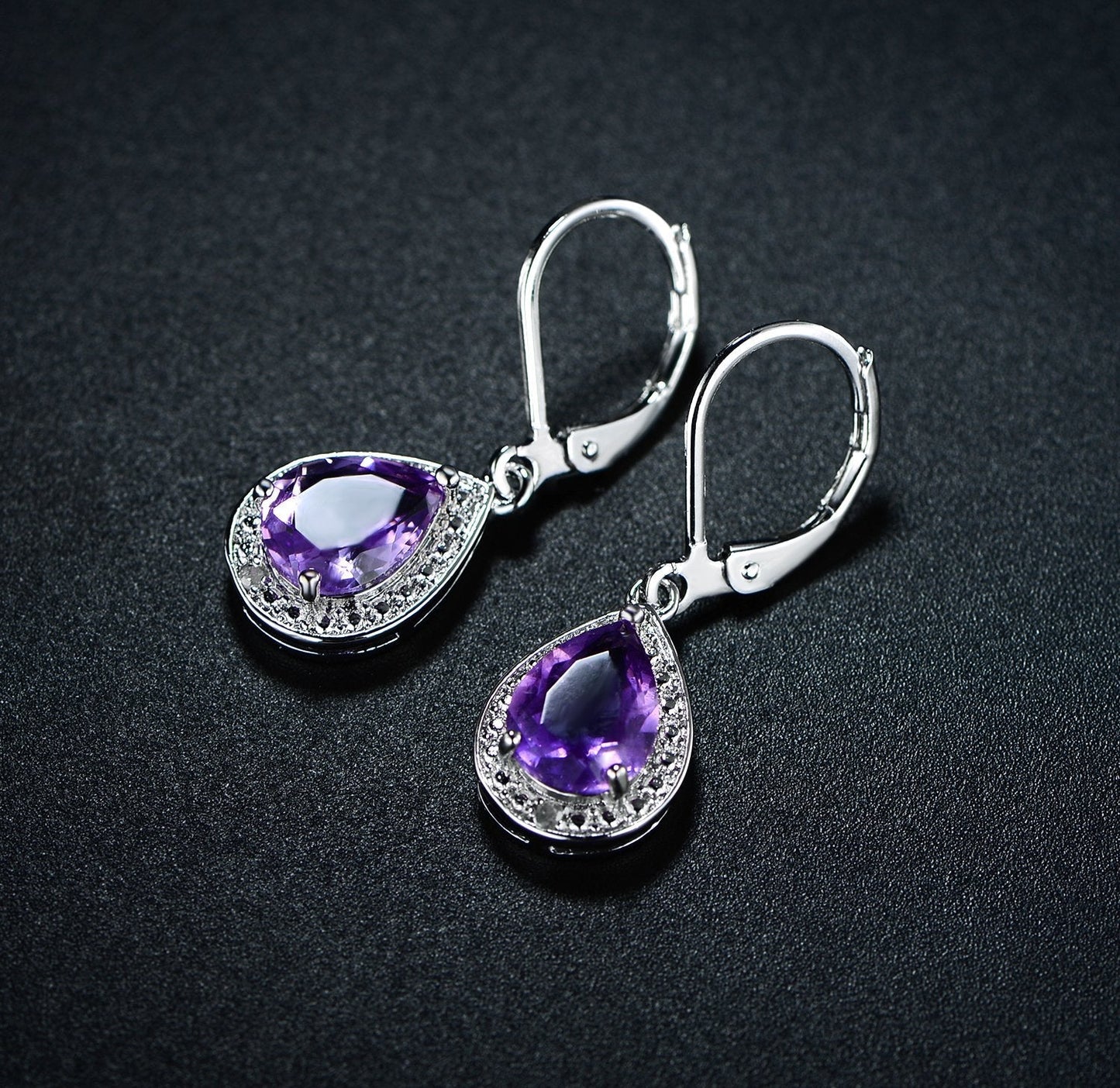 18K White Gold Plated Crystal Teardrop Earrings