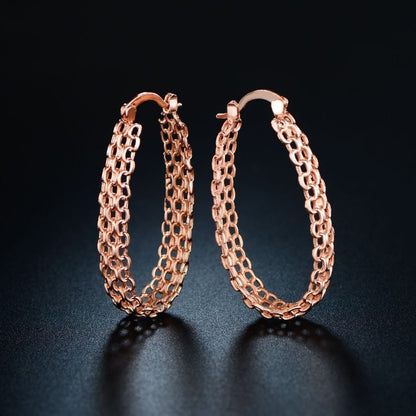 18K Gold Plated Cable Link Hoop Earrings