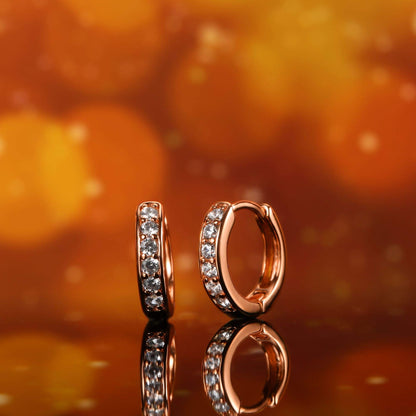 18K Gold Plated Round Cut Crystal Huggie Earrings