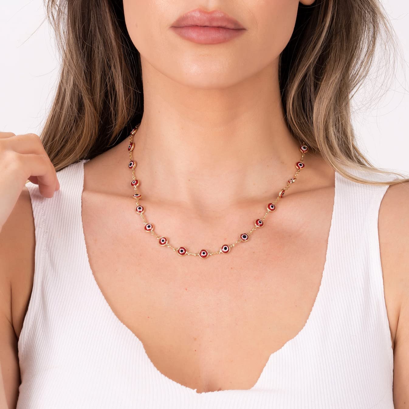 Barzel 18K Gold Plated Evil Eye Necklace - Made In Brazil
