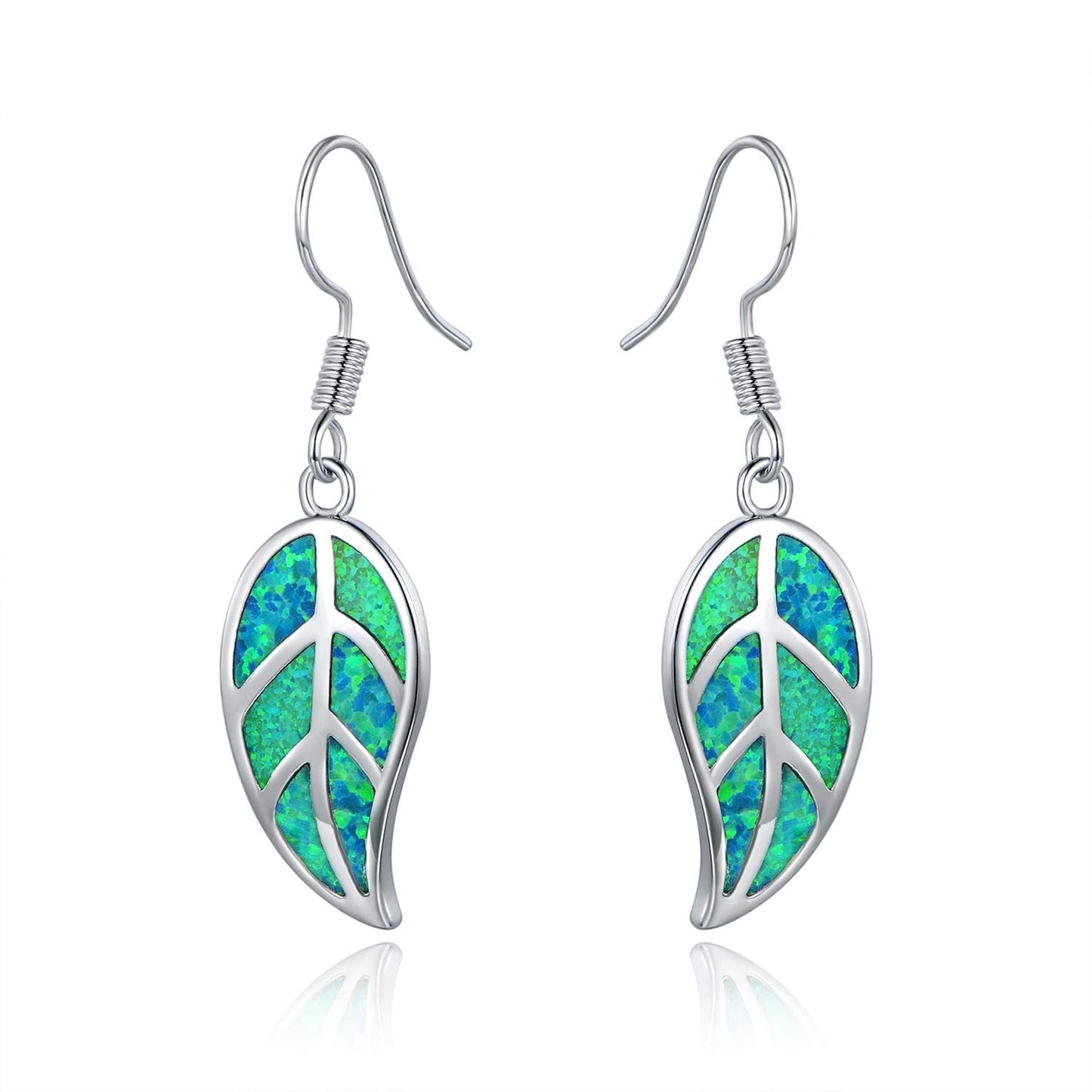 18K Rose Gold Plated Opal Leaf Dangling Earrings