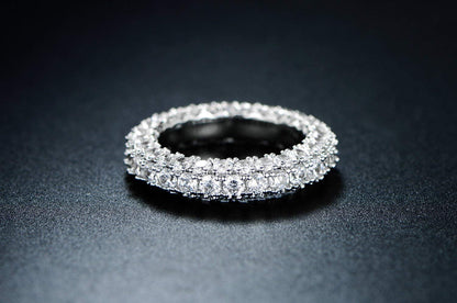 18K Gold Plated 3 Row Eternity Ring
