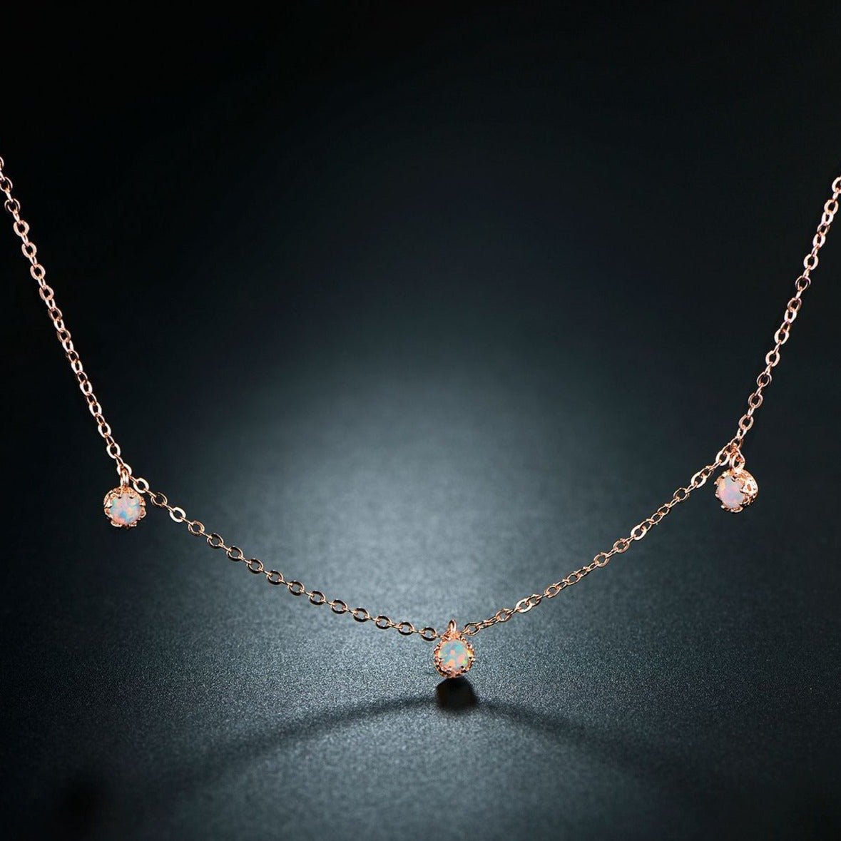 18K White Gold Plated Fire Opal Stone Necklace
