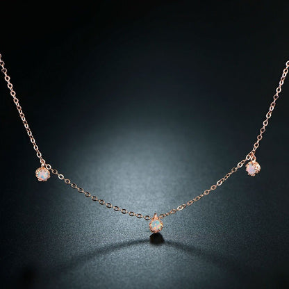 18K White Gold Plated Fire Opal Stone Necklace