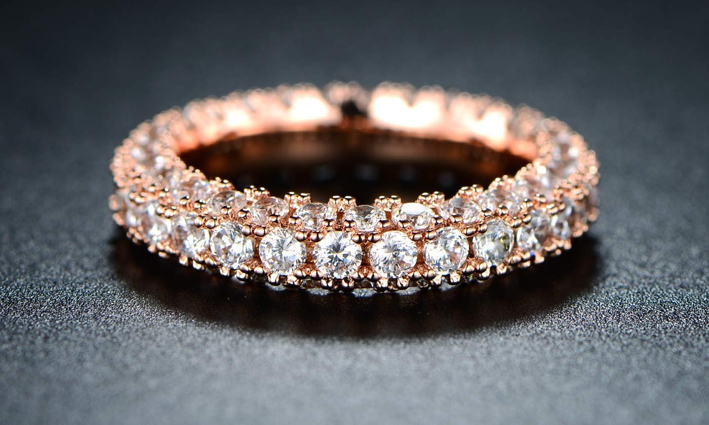 18K Gold Plated 3 Row Eternity Ring