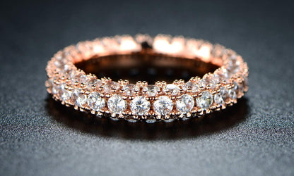 18K Gold Plated 3 Row Eternity Ring