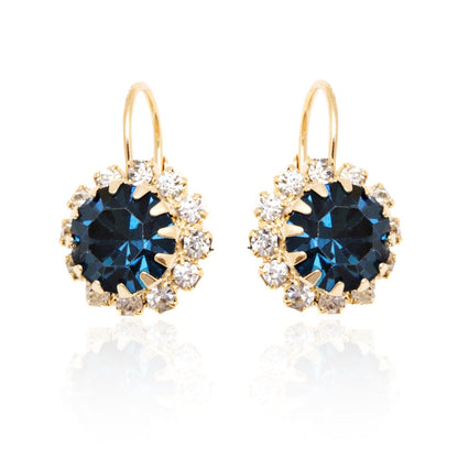 18K Gold Plated Crystal Flower Huggie Earrings