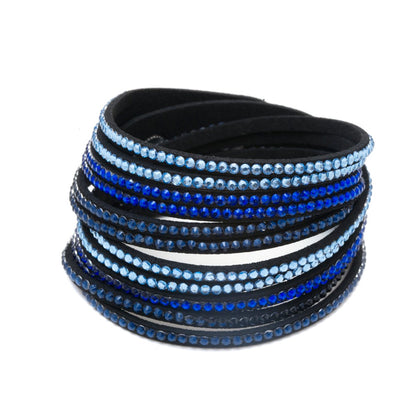 Austrian Crystalized Leather Wrap Bracelet