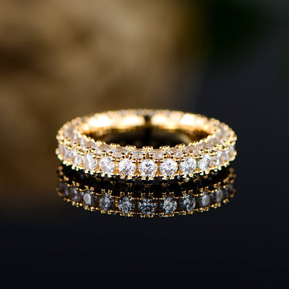 18K Gold Plated 3 Row Eternity Ring