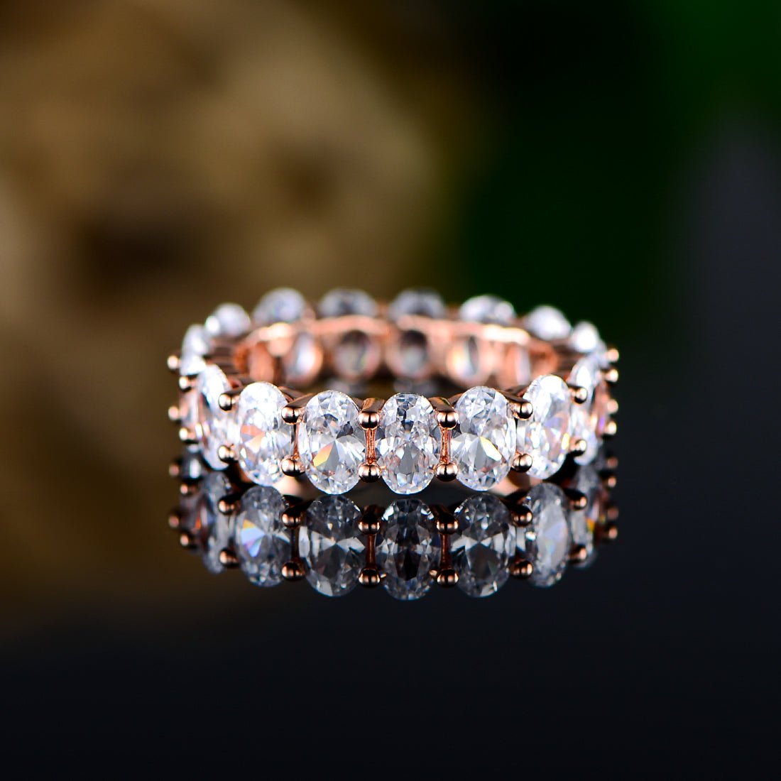 18K White Gold Plated Oval Cut Eternity Ring