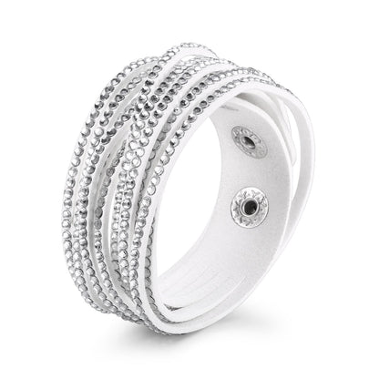 Barzel Leather Created Austrian Crystals Wrap Bracelets (Many Options Available)