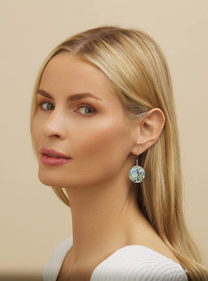 Midnight Abalone Tree of Life Drop Earrings