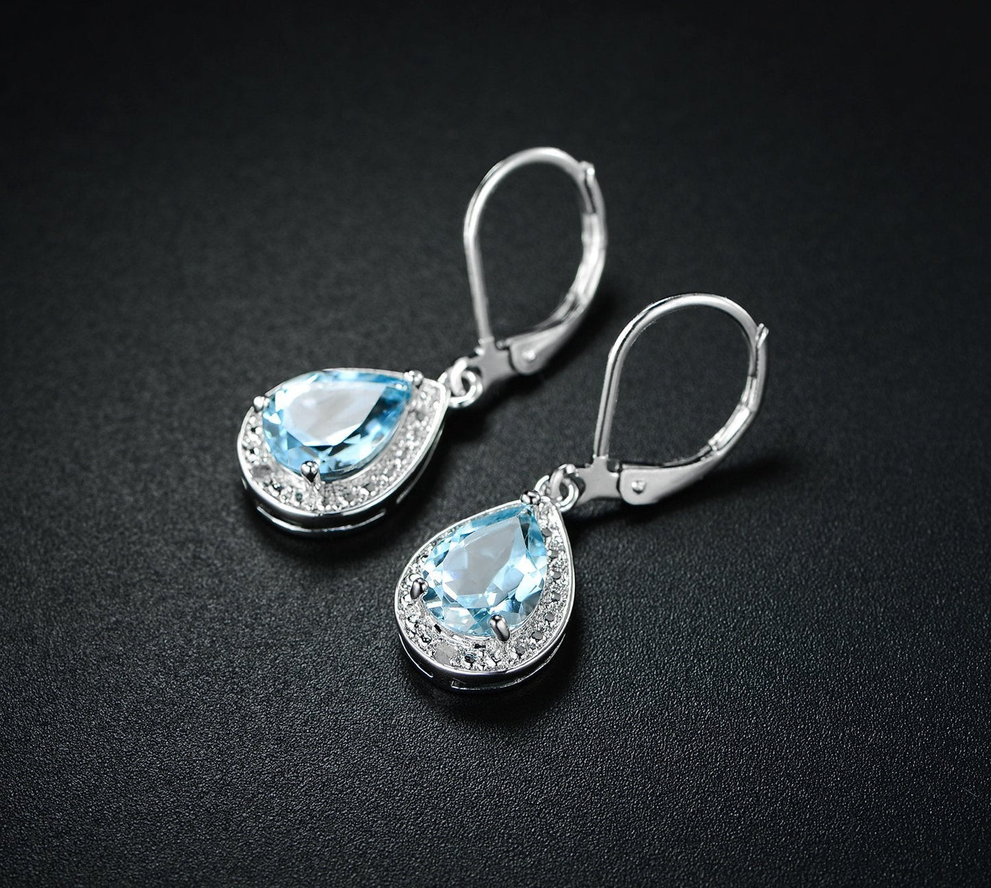 18K White Gold Plated Crystal Teardrop Earrings