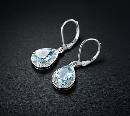 18K White Gold Plated Crystal Teardrop Earrings
