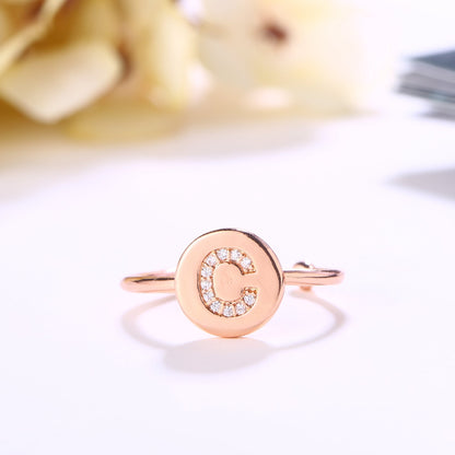 18K Rose Gold Plated Adjustable Monogram Ring