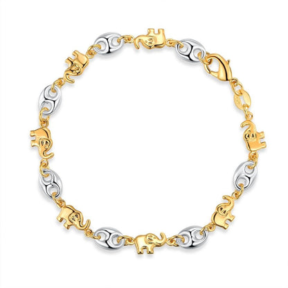 18K Gold Plated Two-Tone Elephant Bracelet