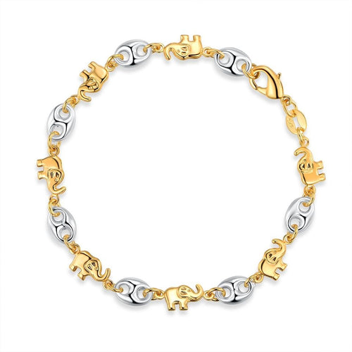 18K Gold Plated Two-Tone Elephant Bracelet