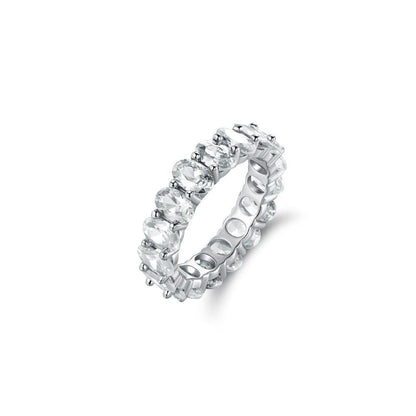 18K White Gold Plated Oval Cut Eternity Ring
