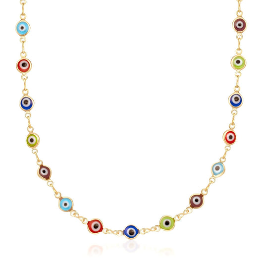 Barzel 18K Gold Plated Evil Eye Necklace - Made In Brazil