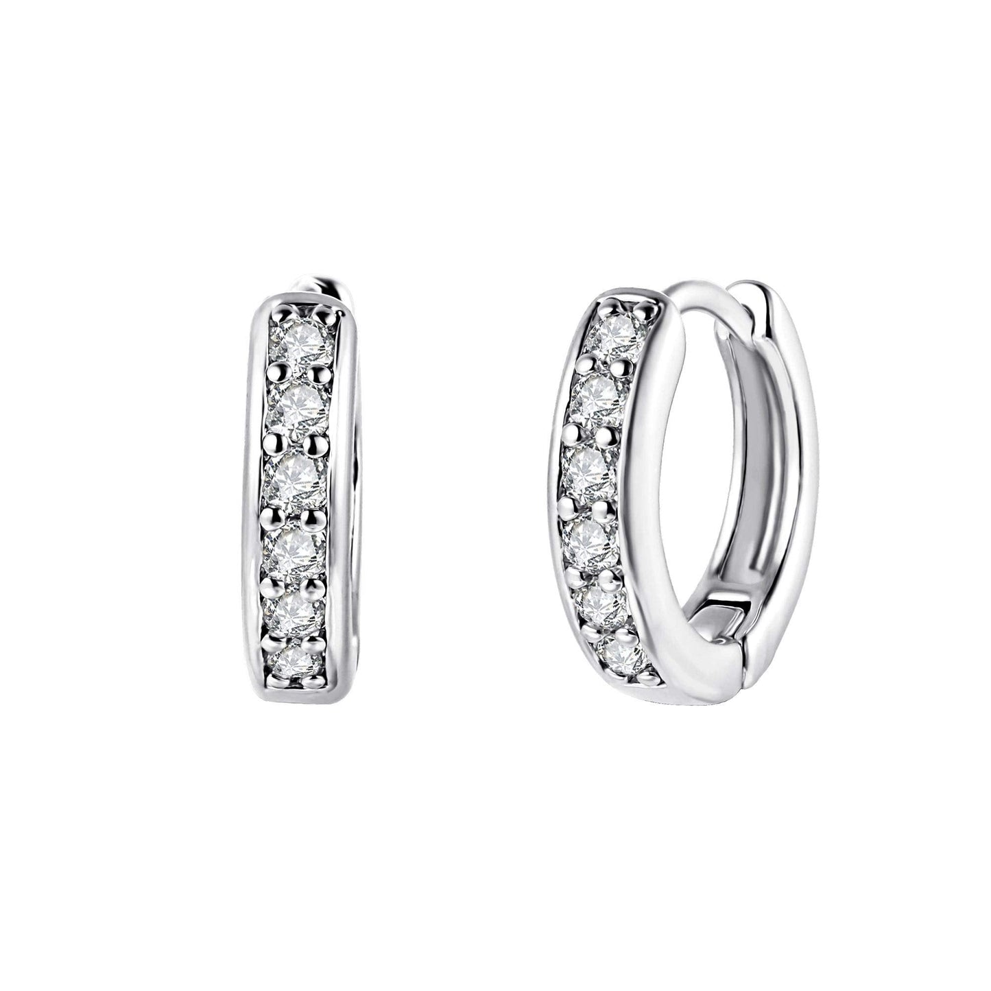 18K Gold Plated Round Cut Crystal Huggie Earrings