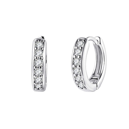 18K Gold Plated Round Cut Crystal Huggie Earrings