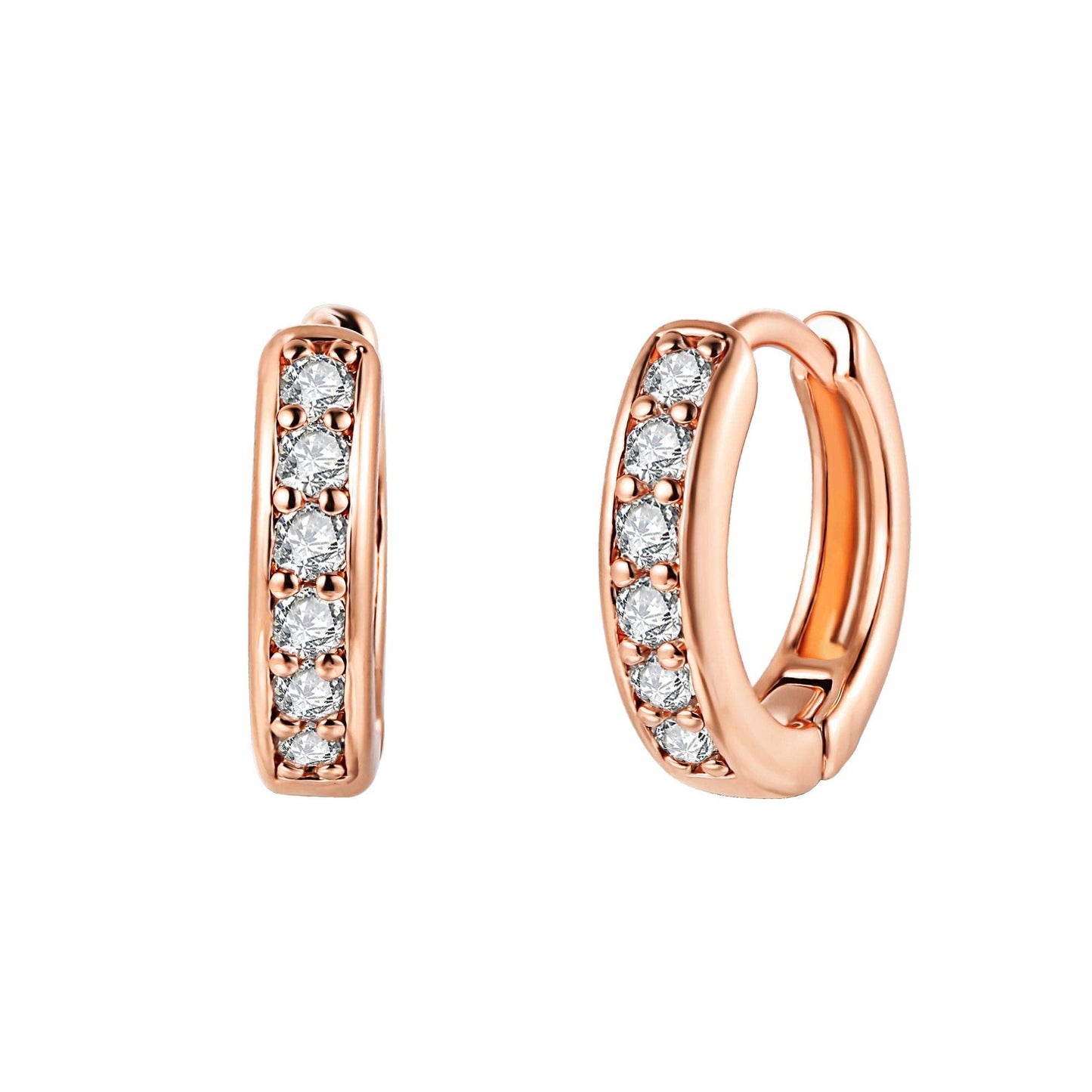 18K Gold Plated Round Cut Crystal Huggie Earrings